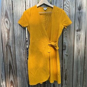 J. Crew Yellow Wrap Mini Dress